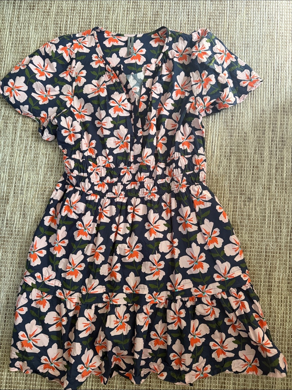 Anthropologie Somerset Mini Dress Hibiscus Floral size Large